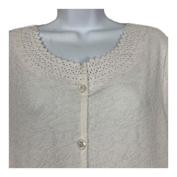 Rebecca Malone Womens Lace Button Cardigan PL Polyester/Spandex Off-White - Picture 3 of 7